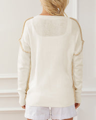 Contrast Exposed Seam Pocketed Sweater