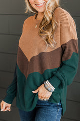 Colorblock Chevron Stripe Ribbed Top