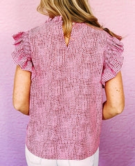 Dotted Ruffled Sleeve Blouse