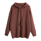 Brown Knitted Oversized Pull Over Hoodie Sweater