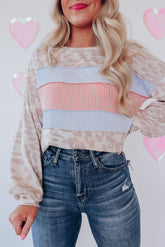 Colorblock Leopard Long Sleeve Top