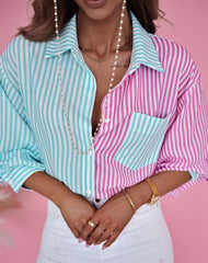 Colorblock Striped Print Shirt