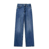 Dark Blue Faded Mid-Rise Skinny Fit Cotton Straight Leg Denim Jeans
