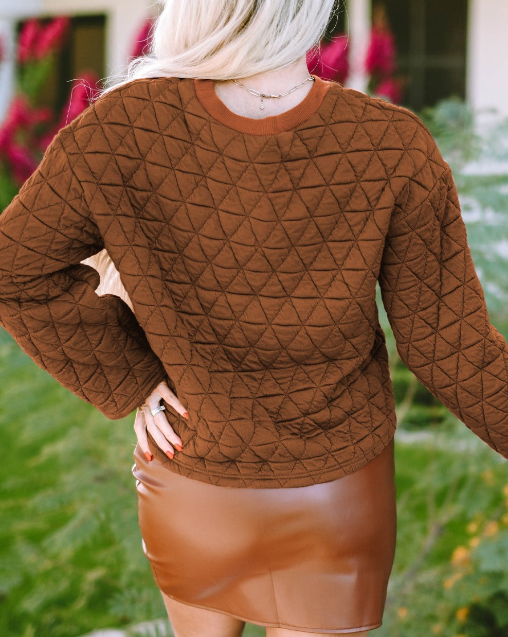Crinkle Quilted Pullover Top