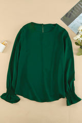 Crew Neck Ruffle Long Sleeve Top