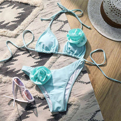 Aqua Bloom 3D Flower Bikini Set