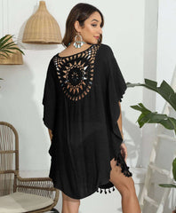 Azure Bloom Tassel Beach Cover-Up