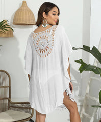 Azure Bloom Tassel Beach Cover-Up