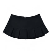 Black Pleated Low Rise Mini Micro Skirt