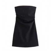 Dark Black Bodycon Strapless Mini Dress