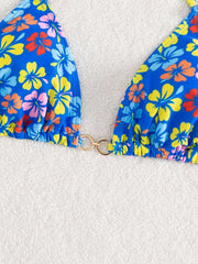 Blue Hibiscus Halter Bikini Top
