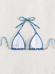 Blue Hibiscus Halter Bikini Top