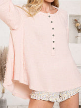Blush Waffle Knit Button-Up Top