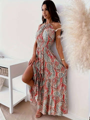 Bohemian Paisley Print Maxi Dress