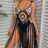 Boho Carnival Fringe Crochet Beach Dress