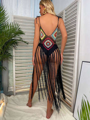 Boho Carnival Fringe Crochet Beach Dress