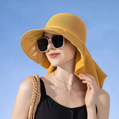 Breathable Mesh Sun Hat with Elegant Neck Shawl
