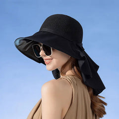 Breathable Mesh Sun Hat with Elegant Neck Shawl