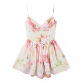 Azalea Multi-Color Floral Patterned Corset Drop Waist Spaghetti Strap Mini Dress