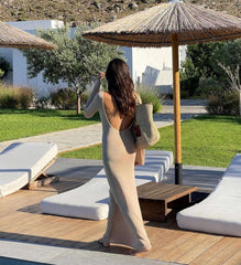 Chic Backless Flared Sleeve Maxi Beach Dress