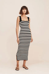 Chic Striped Ankle-Length Dress