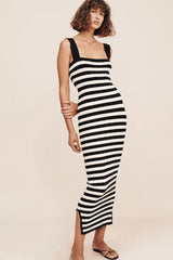 Chic Striped Ankle-Length Dress