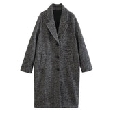 Dark Gray Twill Woolen Oversized Trench Coat