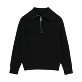 Black Knit Half Zip Sweater