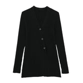 Black Knit Long Fitted Cardigan Sweater