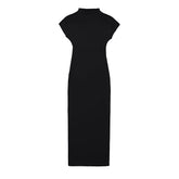 Black Knit Turtleneck Bodycon Maxi Dress