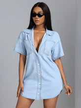 Effortlessly Chic: Simple Solid Color Denim Dress for Daily Wear