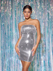 Glamourous Nights Sequin Fringe Bodycon Dress for Parties and Gatherings