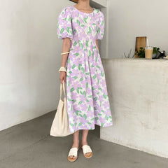 Folds Long Floral Dress