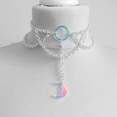 Iridescent Moon O Ring Necklace