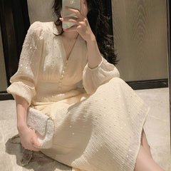 Elegant Fairycore Long Sleeve Dress