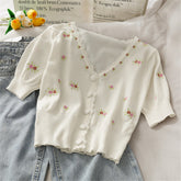 Cottagecore Flowers Knitted Cardigan