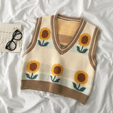 Cottagecore Sunflower Embroidery Sweater