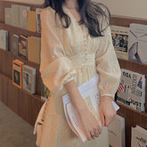 Elegant Fairycore Long Sleeve Dress