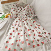 Cottagecore Strawberry Print Dress