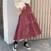 Cottagecore Corduroy Long Skirt
