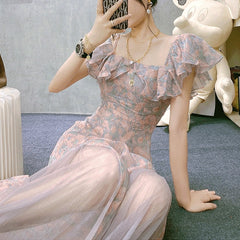 Fairycore Chiffon Midi Dress