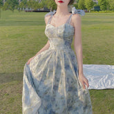 Elegant Long Flower Strap Dress