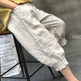 Cottagecore Linen Lace Pants