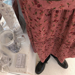Corduroy High Waist Long Skirt