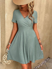 Mint Green Surplice Neck A-Line Dress: The Perfect Spring Style