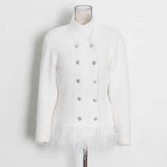 British style double-breasted seahorse hair short coat