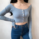 Stone Off-Shoulder Crop Top
