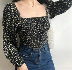 Parisian Floral Puff Top ~ HANDMADE