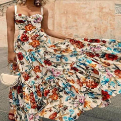 Fashion V neck Sleeveless Skater Dresses