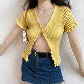 Single Button Bam Top // Yellow